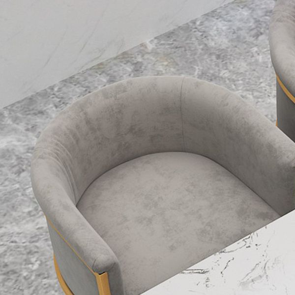 Matte Finish Footrest Armed Stool Low Back Glam Home Velvet Stool