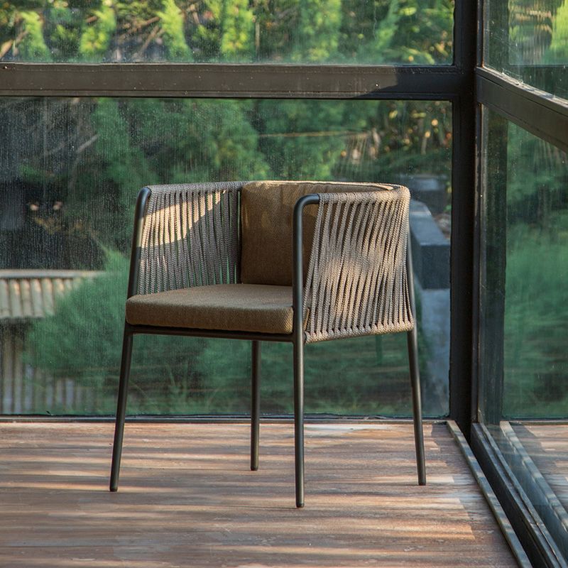 Metal and Stone Dining Table Set 1/2/3 Pcs Black Boho Dining Set