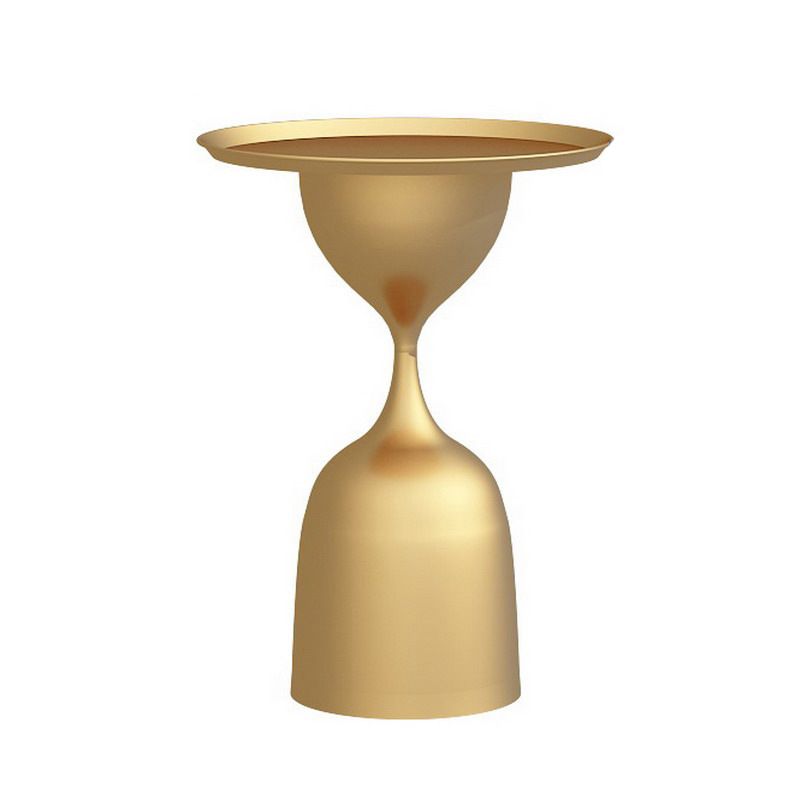 17.7"/26.3" Tall Metal Pedestal End Table Round Tray Top Side End Table