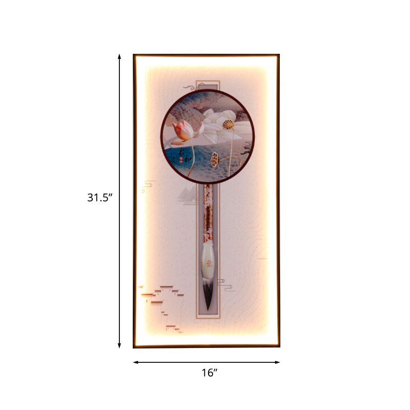 Dragón asiático/lotus LED Mural Diconce Comedor comedor Montaje de pared decorativo en negro