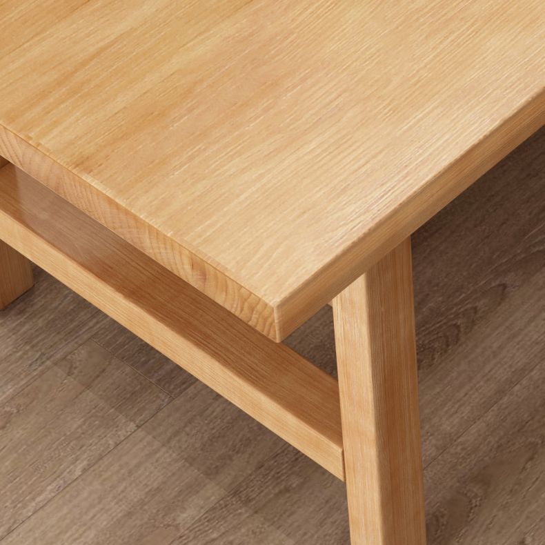 Eenvoudige keuken rechthoek eettafel massief hout kaki eettafel met dubbele voetstukbases