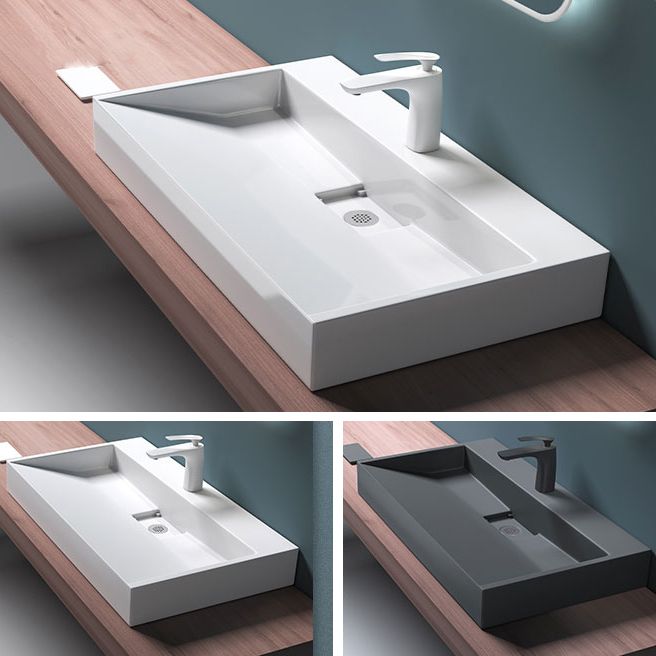 Modern Vessel Bathroom Sink Rectangular Single Faucet Hole Wash Stand(not Included Faucet)