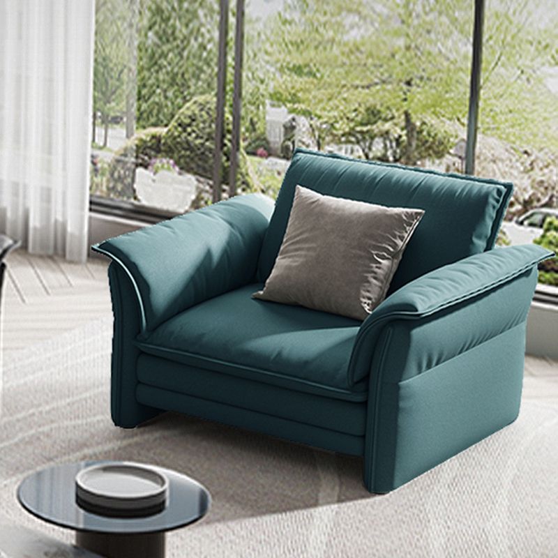 Contemporary Living Room Faux Leather Sofa Green Stain-Resistant Couch
