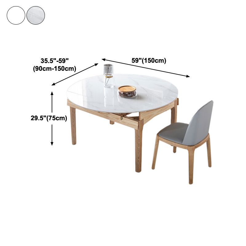 Modern Extendable Furniture Round White Sintered Stone Dining Table with 4 Legs