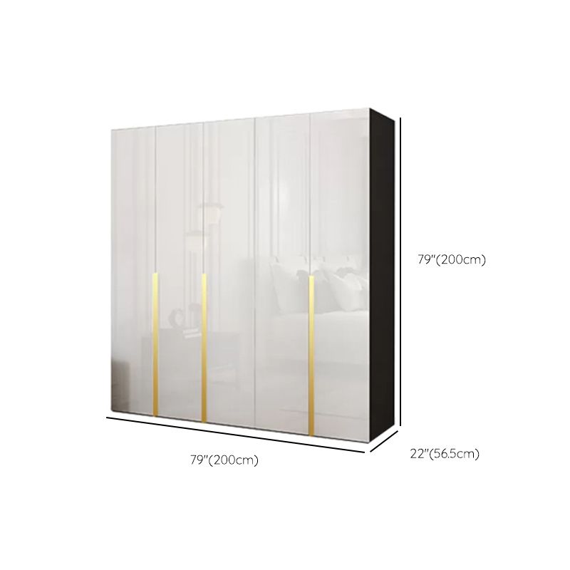 Hinged Wardrobe Cabinet with Garment Rod Modern Storage Cabinet