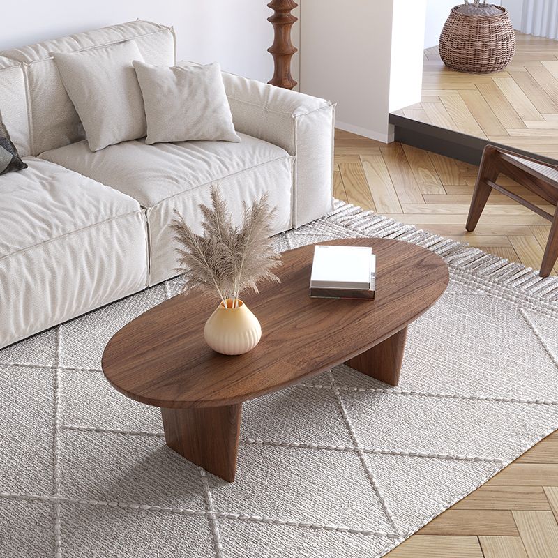 No Distressing Oval Single Coffee Table Sled Solid Wood Coffee Table