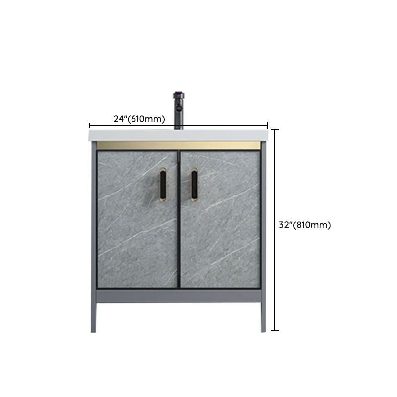 Modern Freestanding Vanity Sink Metal Bathroom Vanity Cabinet with Mirror Cabinet