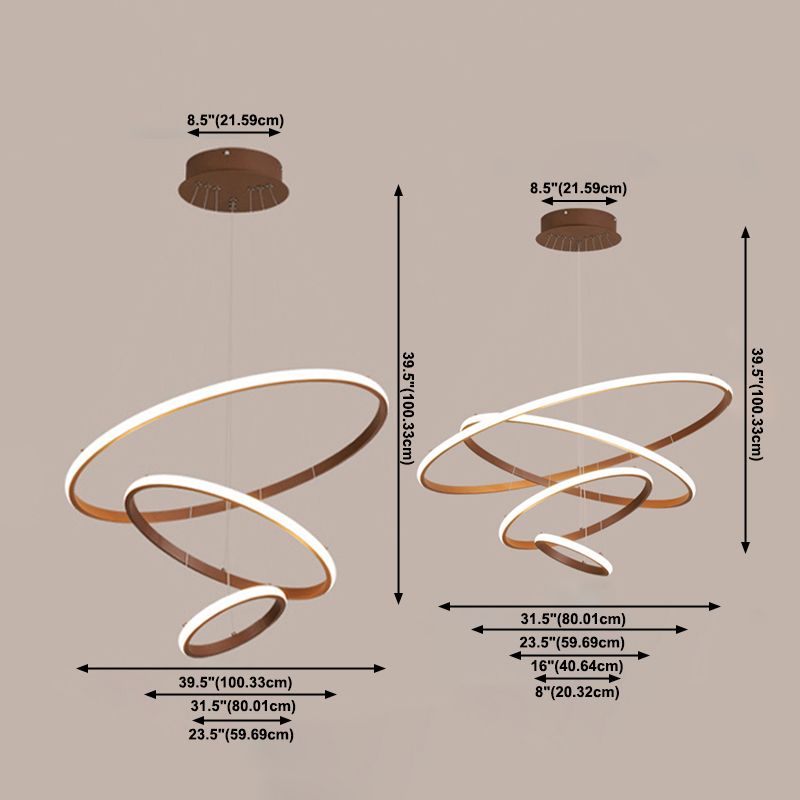 Multi-Rings Multi-Tier Modern Simple Style Metal Hanging Chandelier Lighting Fixtures