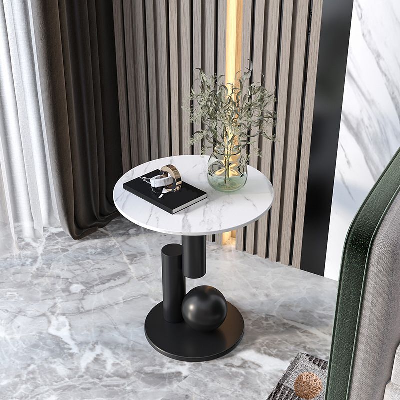 21.6"H Modern Single Pedestal Base Solid Color Metal Round End Table