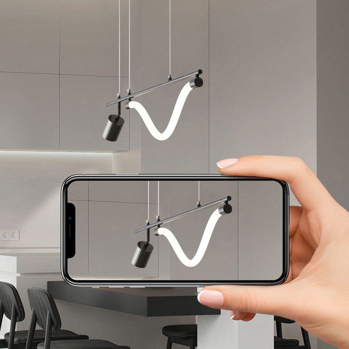 Modern 2-Light Black Kitchen Island Lighting LED Island Pendant Lighting