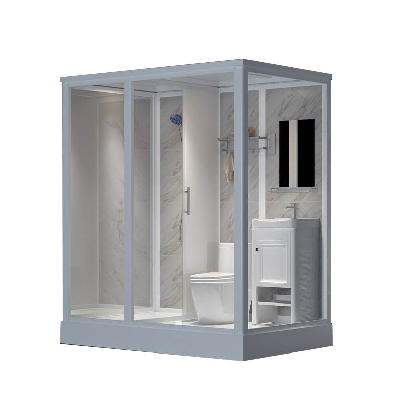 Framed White Shower Stall Square Frosted Corner Shower Kit with Base Included