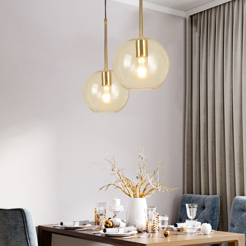 Globe Pendant Light Modernisme Verre transparent 1 tête 8 "/ 12" de largeur de salle à manger Kit de lampe suspendue