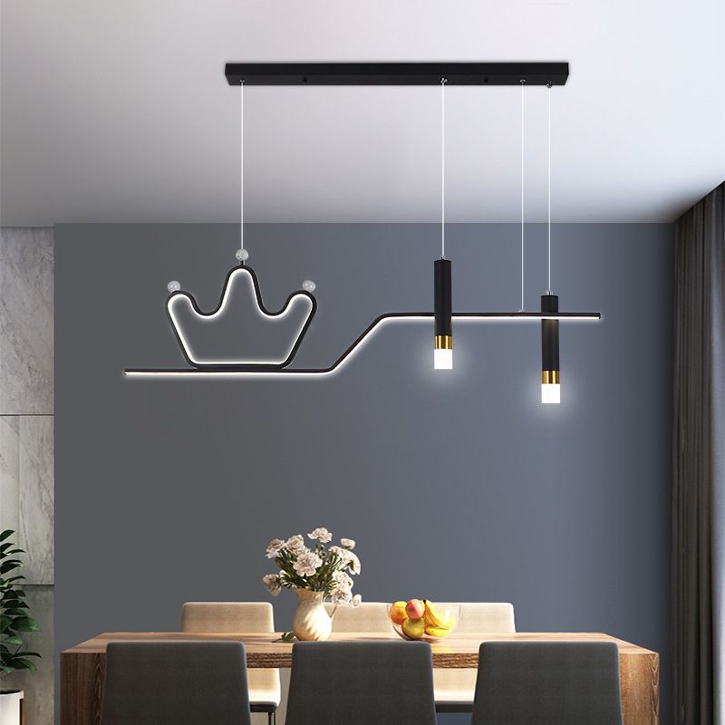 Modern 4-Light Black/Golden Ceiling Light Metal Kitchen Island Lighting for Dining Room