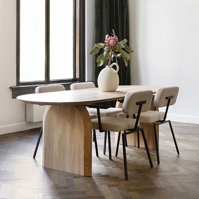 Living Room Two Legs Dining Table Modern Solid Wood Oval Dining Table