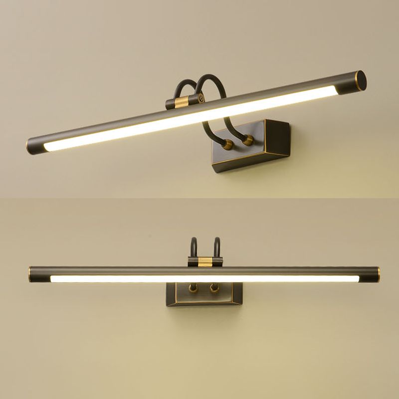 Brass Straight Mirror Light Modern Style Single Light Wall Lamp for Bedroom