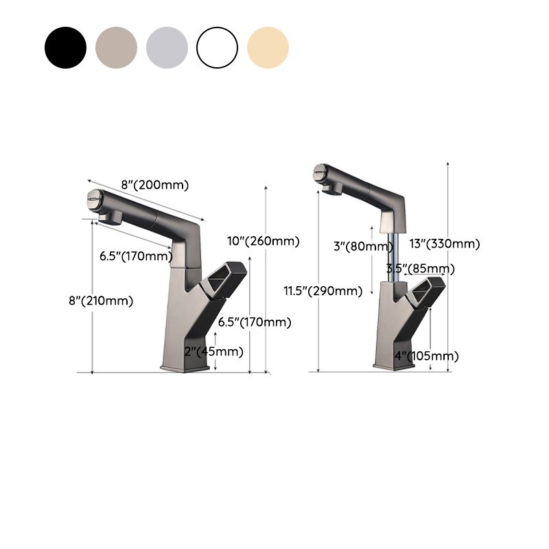 Bathroom Sink Faucet Lifting Lever Handle Pull-out Rotary Handle Faucet