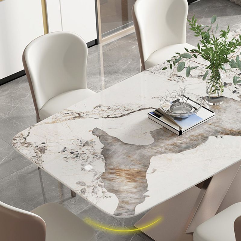 Sintered Stone Dining Table Traditional Luxury Rectangle Table with Pedestal Base