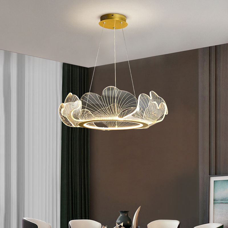 Anillo de metal acrílico accesorio de iluminación de lámpara posmoderna luz colgante para sala de estar