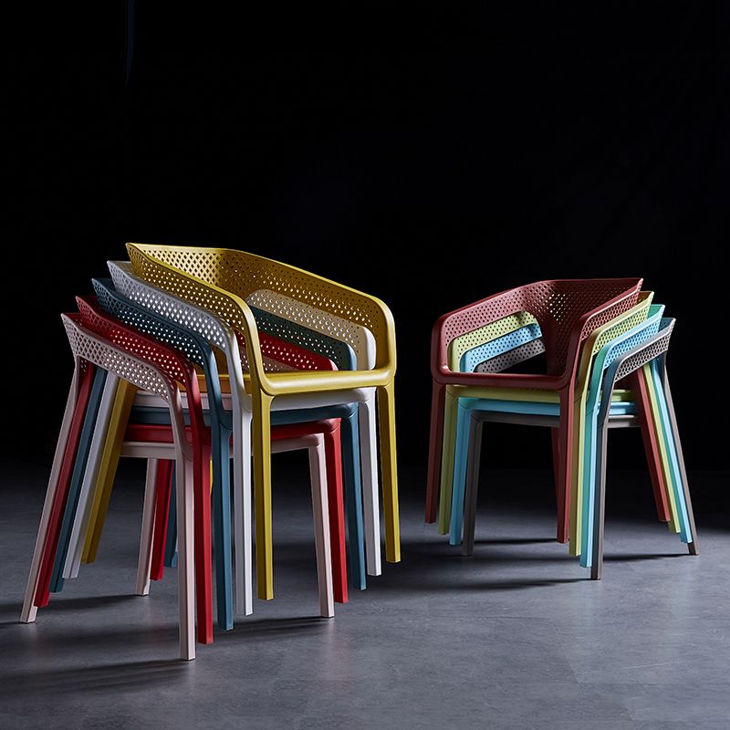 Silla de comedor de plástico de estilo moderno, sillas de comedor apilables para cocina