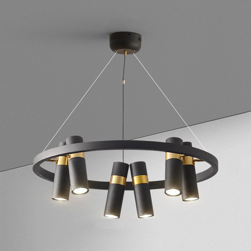 Multi Light Chandelier Metal Postmodern Black Pendant Lighting Fixtures for Bedroom