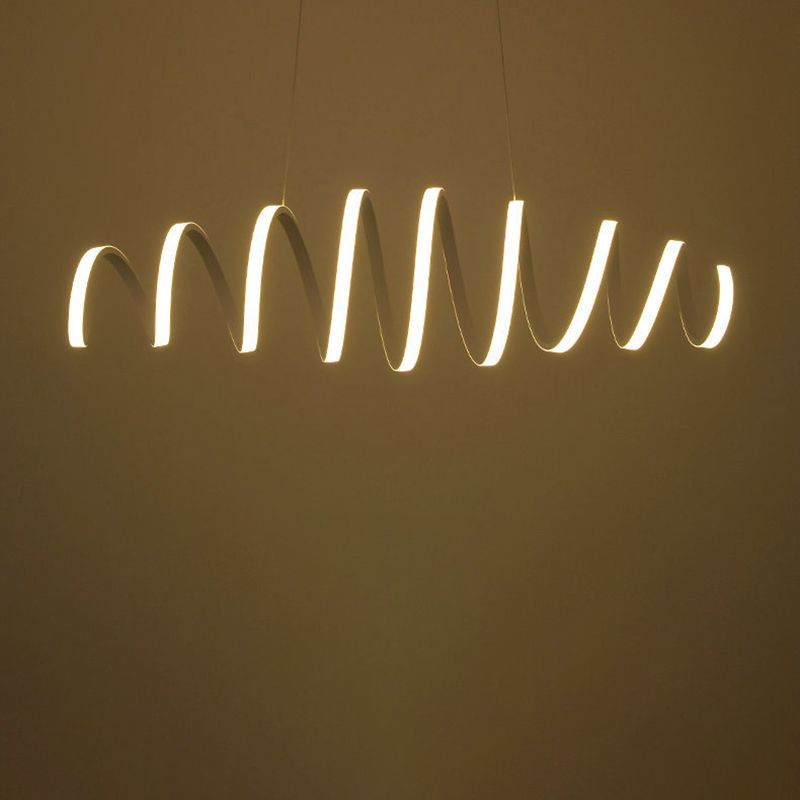 Linear Metal LED Island Light Fixture Modern Ceiling Pendant Light for Dining Room