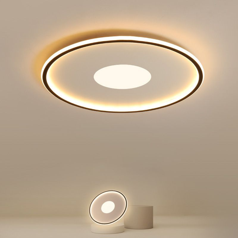 Disk-Shaped Ultrathin Ceiling Lighting Minimalist Acrylic Black/Gold LED Flush Mount for Bedroom, 12"/19.5"/23.5" Dia