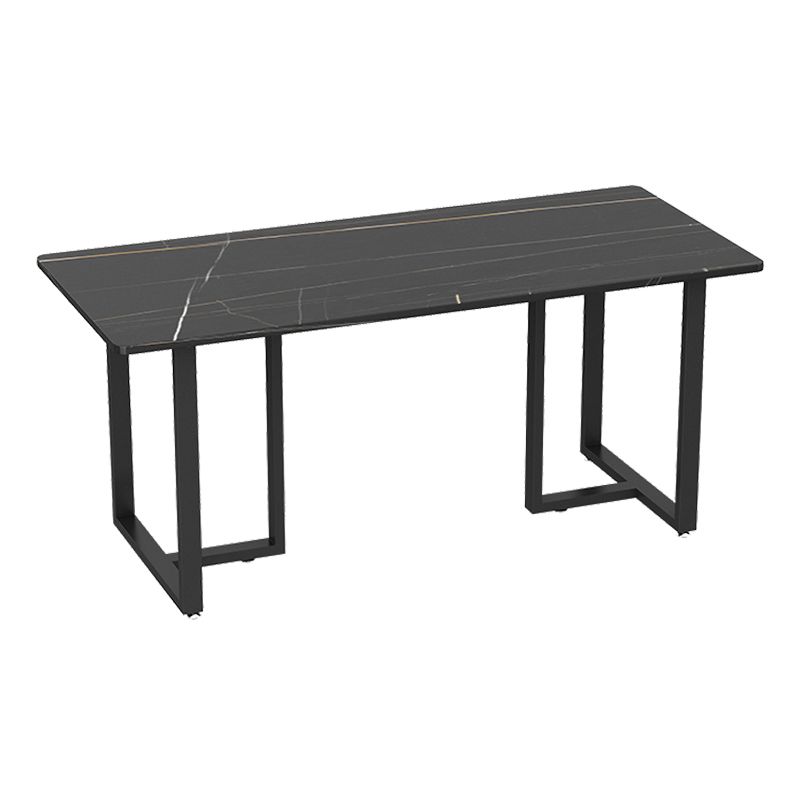 Industrial Sintered Stone Dinner Room Kitchen Table Black Table with Metal Base for Dinning Room