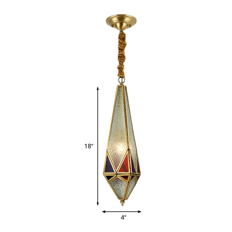 Bubble Glass Red Hanging Light Geometric 1 Light Colonial Down Lighting Pendant for Corridor