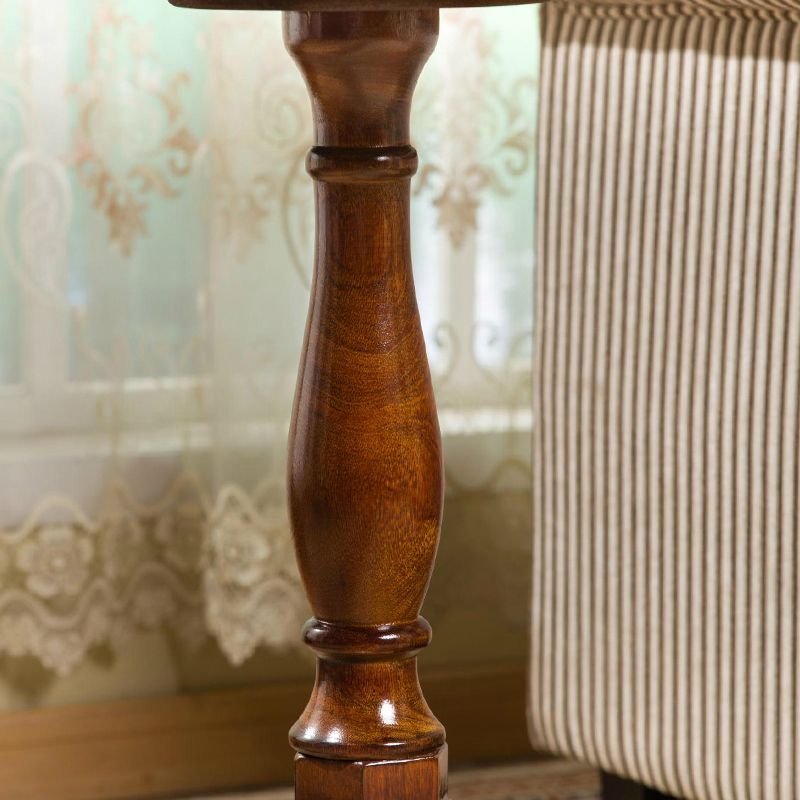 Solid Wood Round End Table Retro Dia 20.08" Sofa Side Accent Table