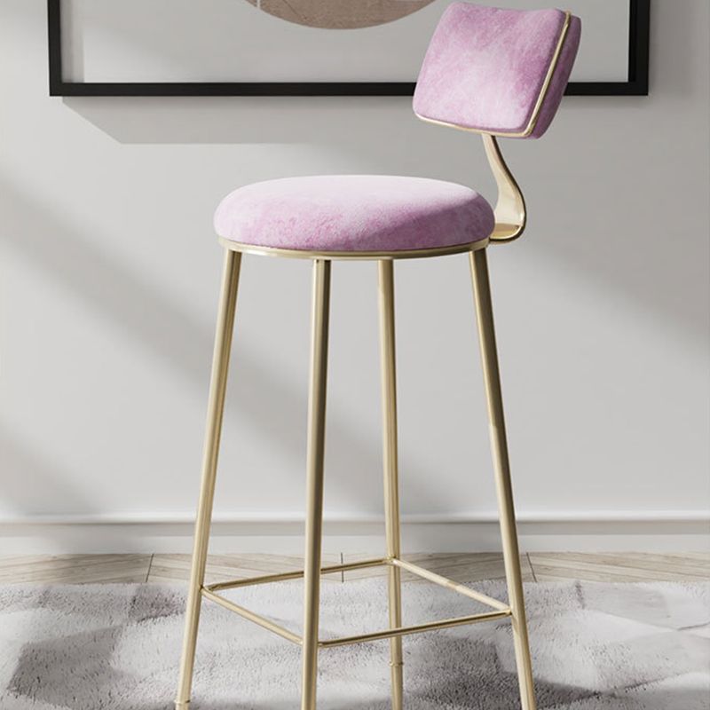 Scandinavian Style Counter Stool Upholstered Round Bar Stool with Footrest