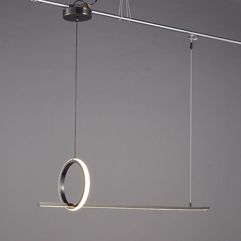 Metal Linear Island Pendant Lighting Modern 2-Light Island Light Fixtures