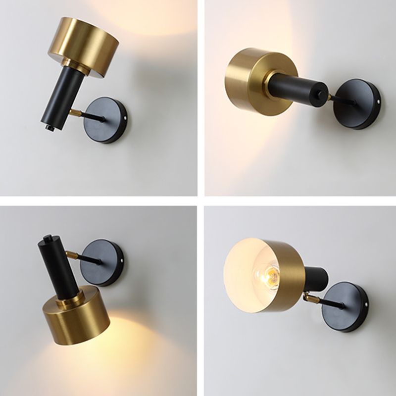 Postmodern Cylindrical Wall Light Golden Frame Wall Sconce Light for Living Room Bedroom