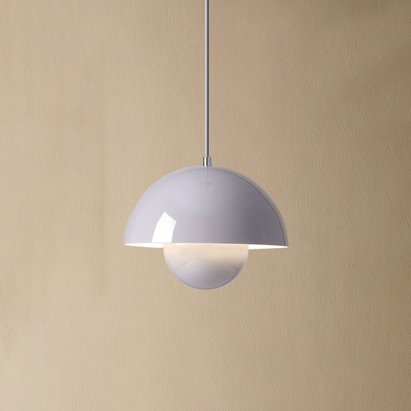 Macaron Style Hanging Light Fixture 1-Light Pendant Lamp with Aluminum Shade