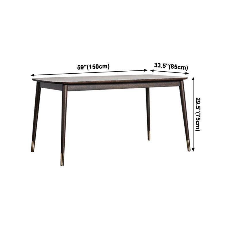Rectangle 4 Legs Luxury Style Dining Table Wood Color Fixed Table of Solid Rubberwood