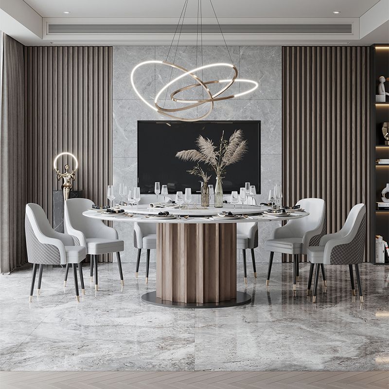 Round Pedestal Dining Table Traditional Luxury Furniture with Turntable