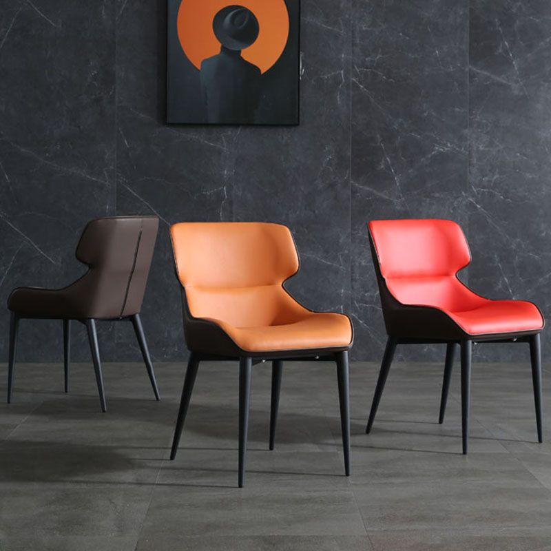Sillón orejero de diseño moderno para el hogar, sillas laterales de comedor de cuero