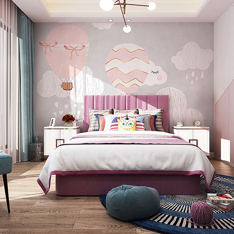 Giant Balloon and Sky Mural for Kid's Bedroom Cartoon Style Wall Decor for Children