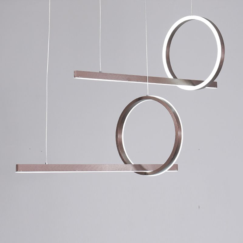 Modern Metal Island Light Geometric LED Island Pendant for Dining Room