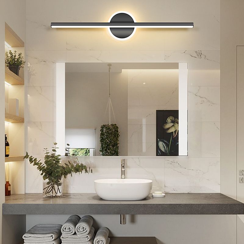 Striscia nera Mirror Minimalist Light Nordic Style 1 Light Vanity Light per camera da letto