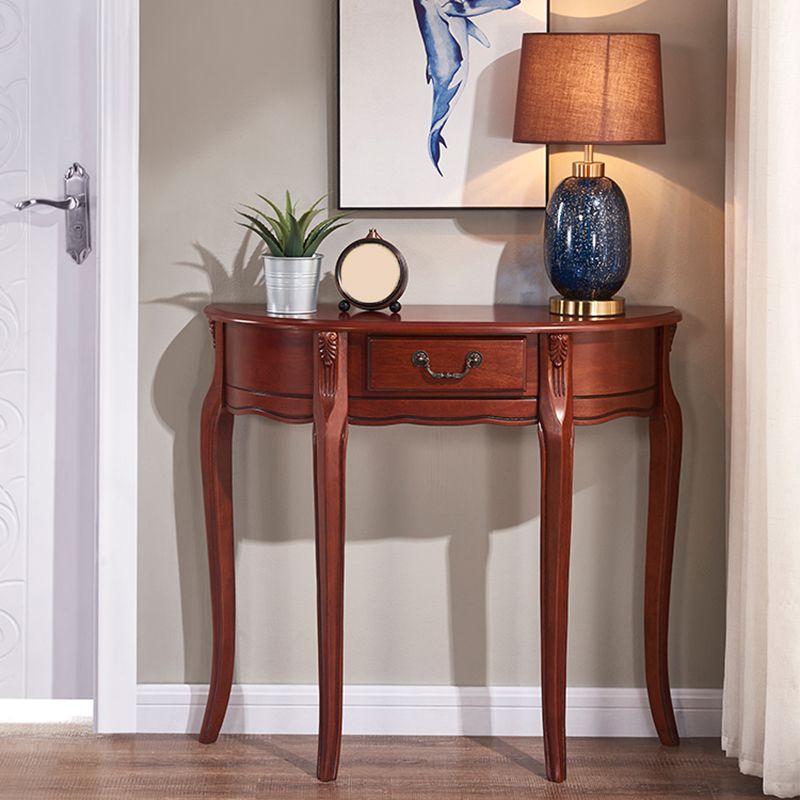 Mid-Century Modern Console Table Half Moon 4 Legs Rubbered Wood Sofa Console Table
