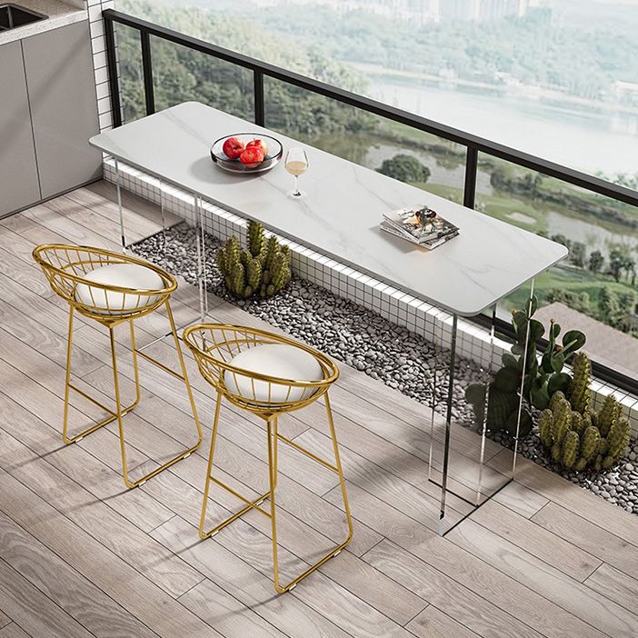 Rectangle Bar Table Set 1/2/3 Pcs Stone Bar Table and Metal Stools