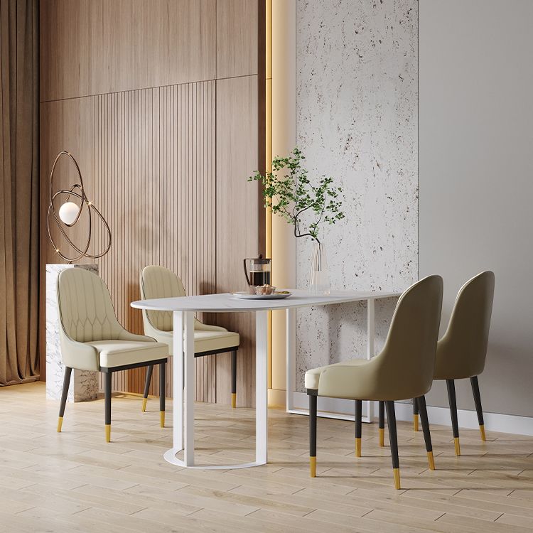 Mesa de comedor contemporánea Mesa de piedra sinterizada con base de trineo para cenar
