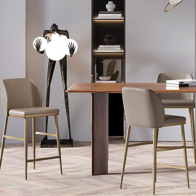 Glam Bar Stool Low Back Leather Counter Stool for Living Room