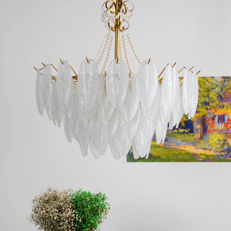 Gold Metal Chandelier Light Fixtures American Style Multi-Head Suspension Lamps for Living Room