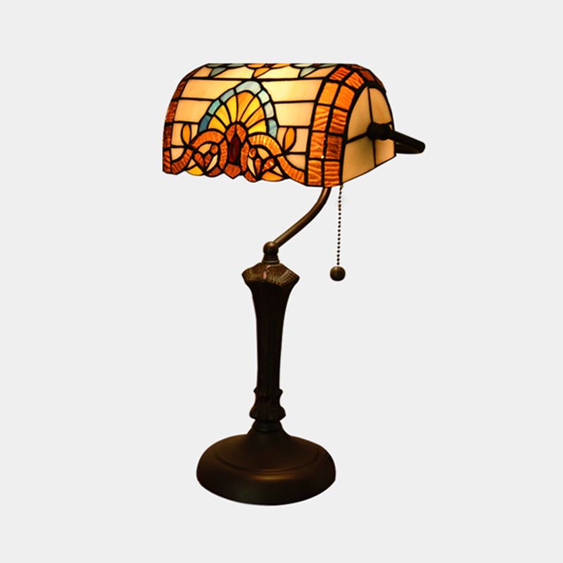 Halbzylindertischbeleuchtung 1-Licht-Buntglas antike Nachttischlampe für Bett