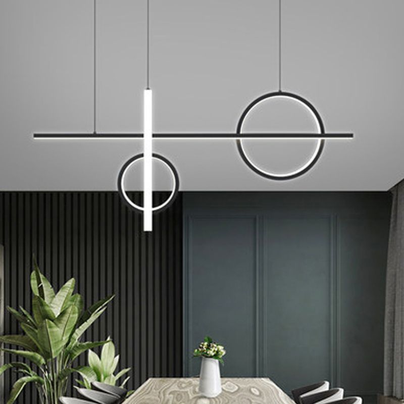 LED Parlour Pendant Lighting Fixture Contemporary Ceiling Suspension Lamp with Lines Acrylic Shade