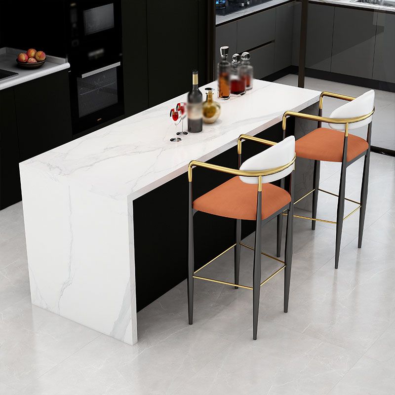 Scandinavian Metal Upholstered Counter Stools Armed Bar Stools with Footrest