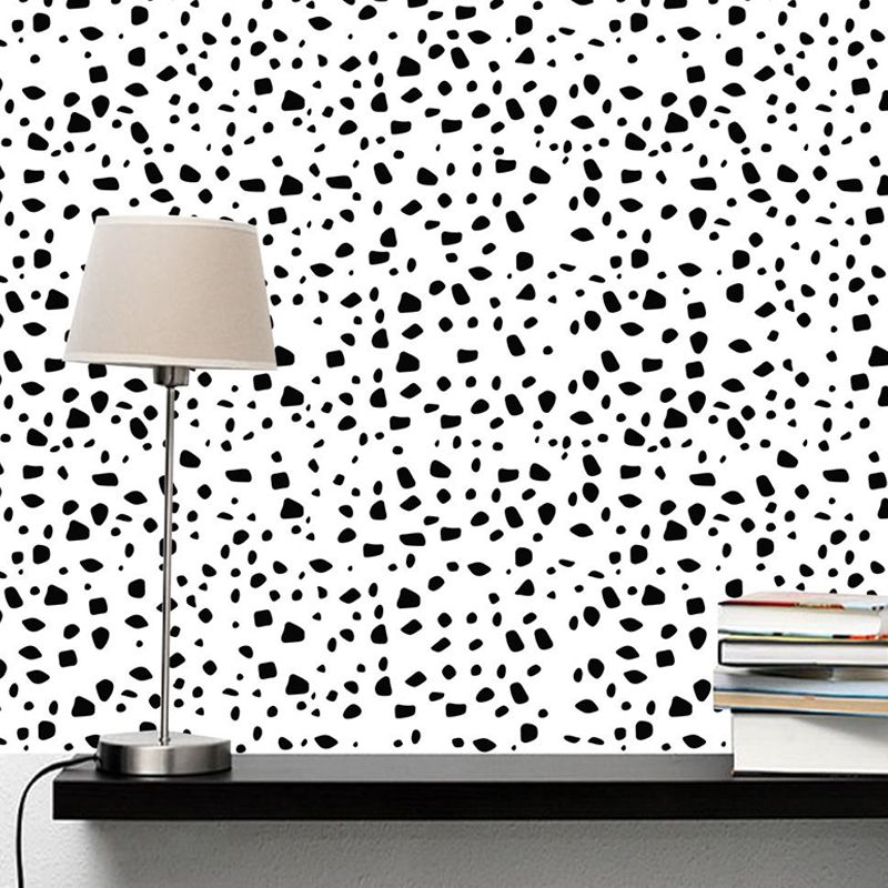 Leopard Print Wallpaper Panel Set Modern PVC Wall Decor in Grey on White, Self Adhesive