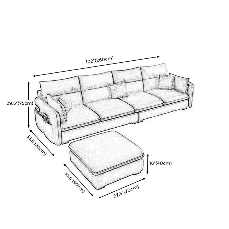 102.4" W √ó 102.4" D √ó 29.53" H Faux Leather Straight Arm Sectional with Stain-Resistant