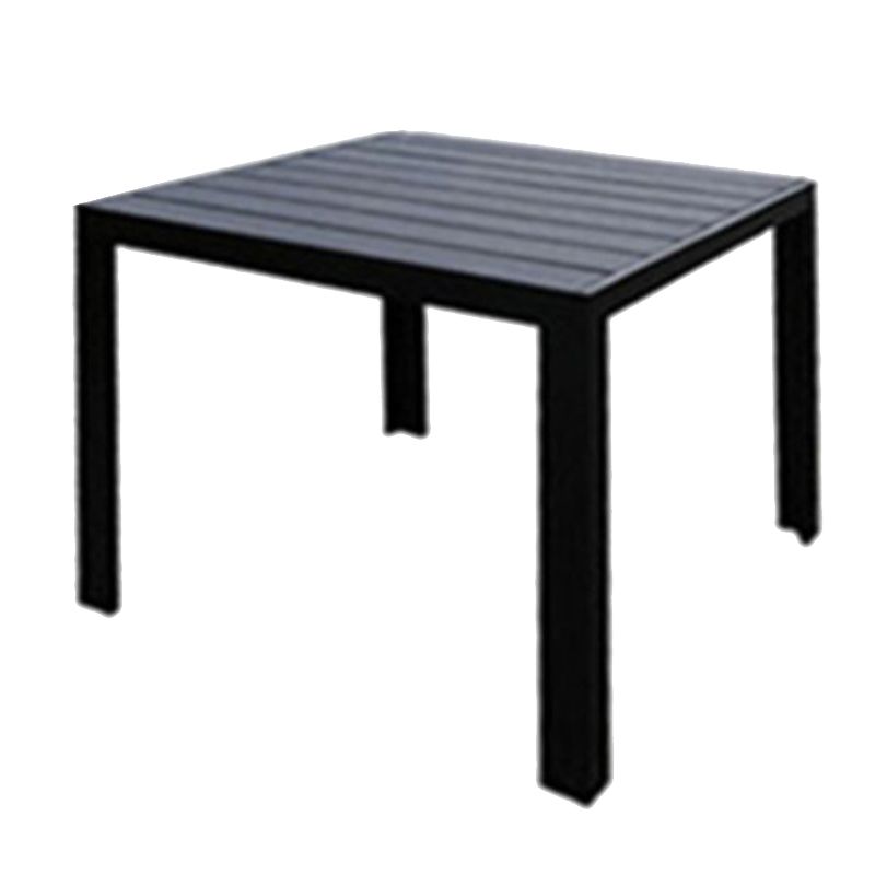 Plastic Wood Courtyard Table Set Contemporary Style with Armchairs